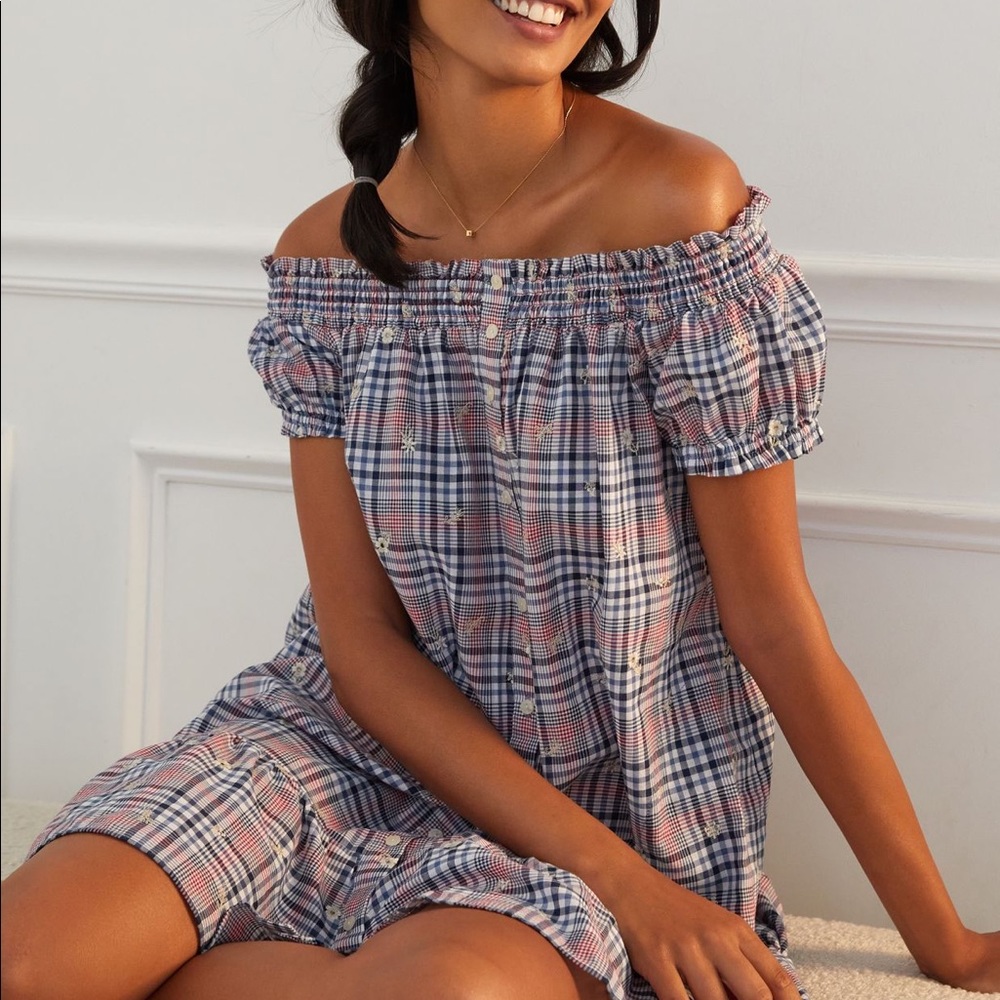 Pilcro Embroidered off the shoulder dress
